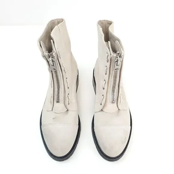 All Saints Ariel Boots Zip Up Suede Leather Combat Boots NWOB